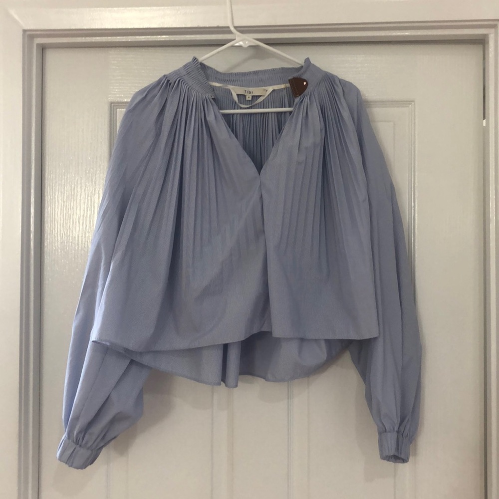 Tibi striped pleated top